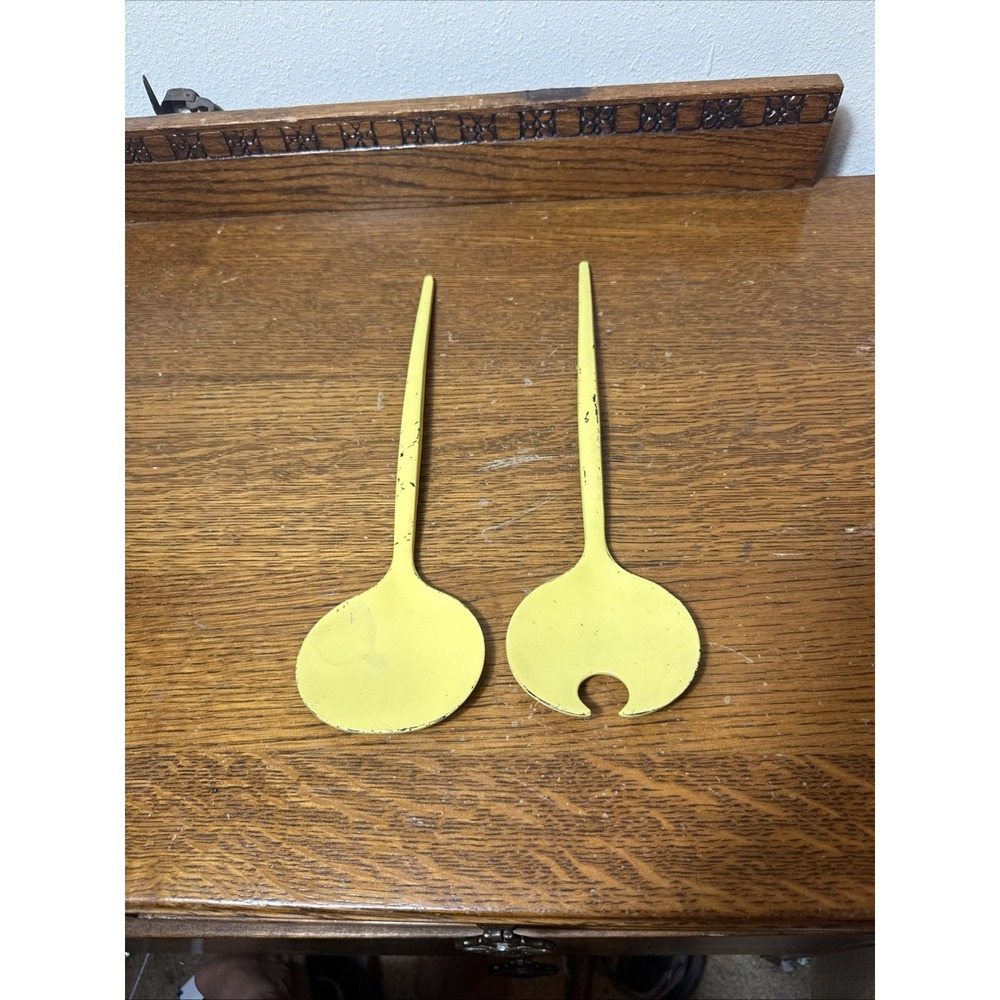 Vintage Melamine Salad Servers Set Yellow Mid Century Modern Retro MCM